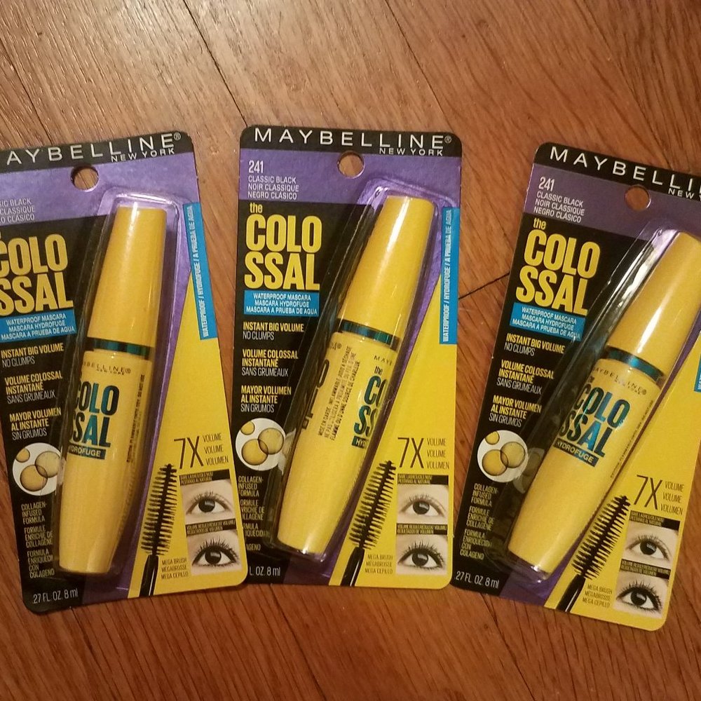 3 Maybelline The Colossal Waterproof Mascara, .27oz Mascara - 241 Classic Black